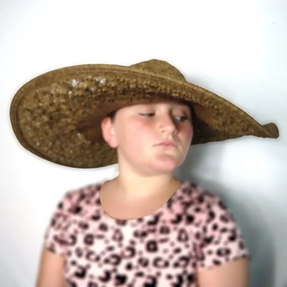 NINE WEST Women Brown Crochet Straw Wide Brim Sun Beach Hat New With Tags